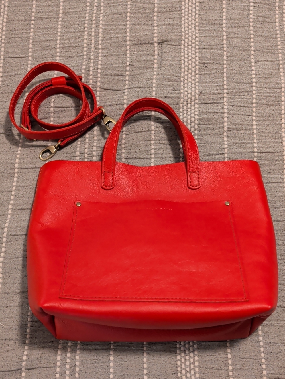 NWOT Portland Leather Classic Medium Crossbody Tote - Poppy Red